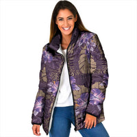 Hawaii Padded Jacket Purple Polynesian Monstera Patterns - Polynesian Pride