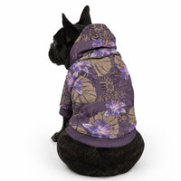 Hawaii Pet Hoodie Purple Polynesian Monstera Patterns