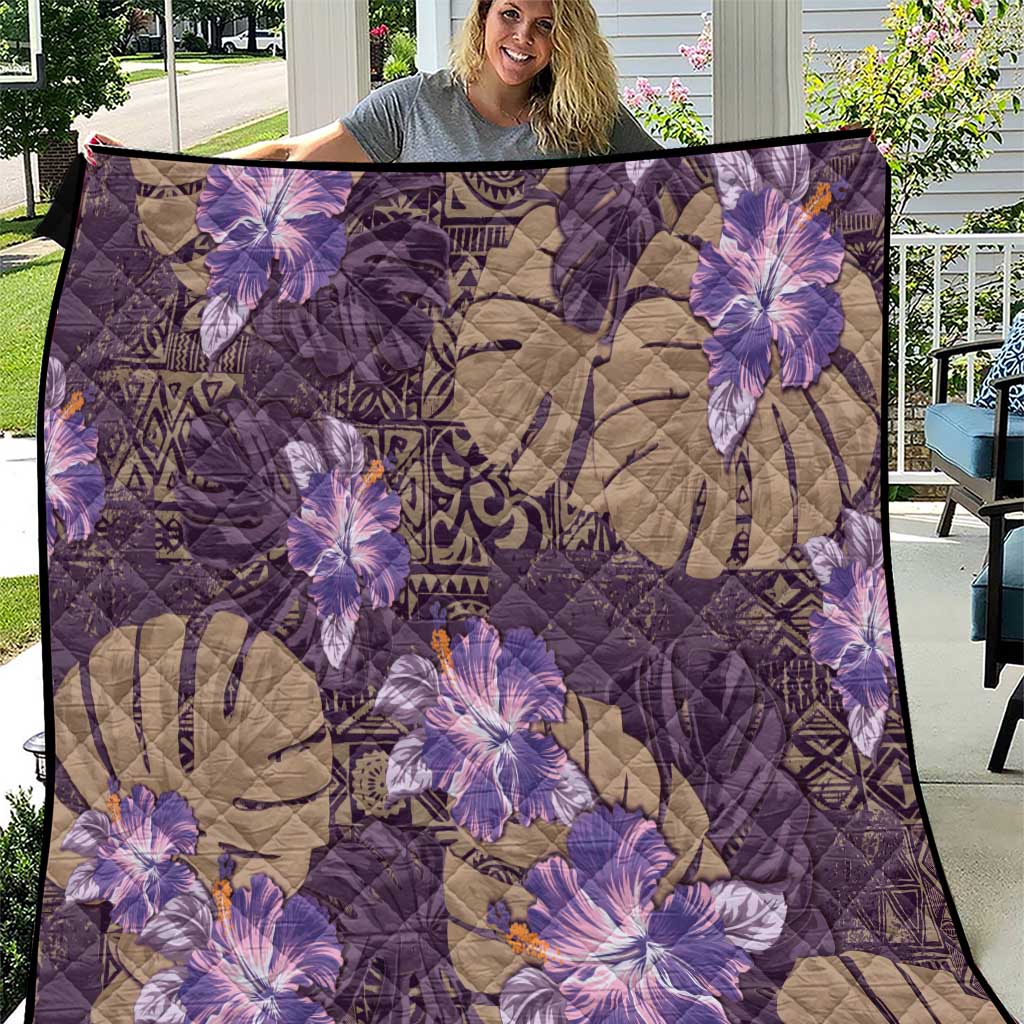 Hawaii Quilt Purple Polynesian Monstera Patterns - Polynesian Pride