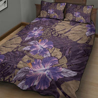 Hawaii Quilt Bed Set Purple Polynesian Monstera Patterns - Polynesian Pride