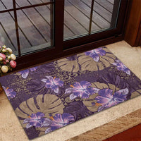 Hawaii Rubber Doormat Purple Polynesian Monstera Patterns - Polynesian Pride
