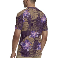 Hawaii Rugby Jersey Purple Polynesian Monstera Patterns - Polynesian Pride