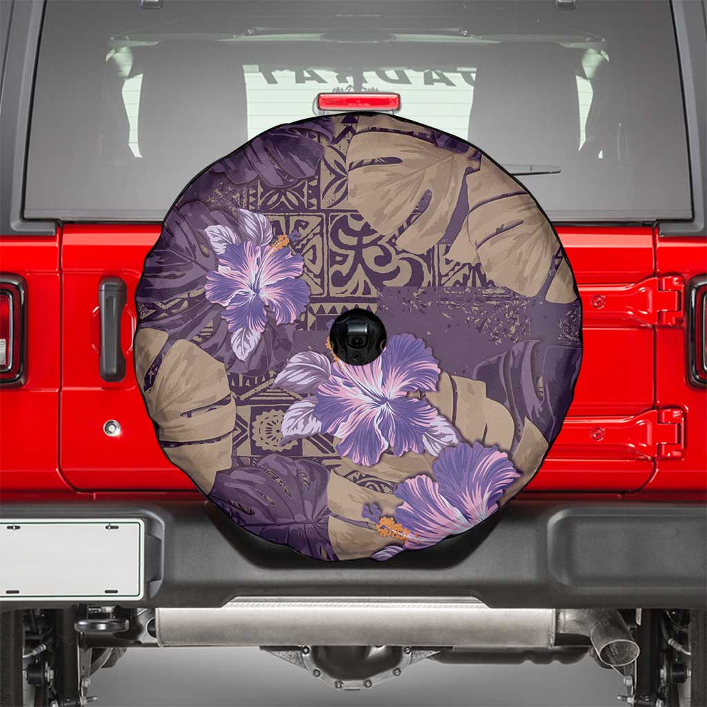 Hawaii Spare Tire Cover Purple Polynesian Monstera Patterns - Polynesian Pride