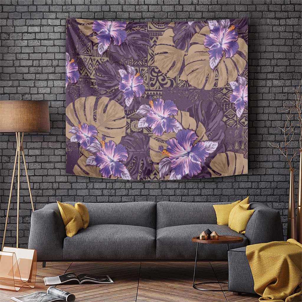 Hawaii Tapestry Purple Polynesian Monstera Patterns DT05 Purple - Polynesian Pride