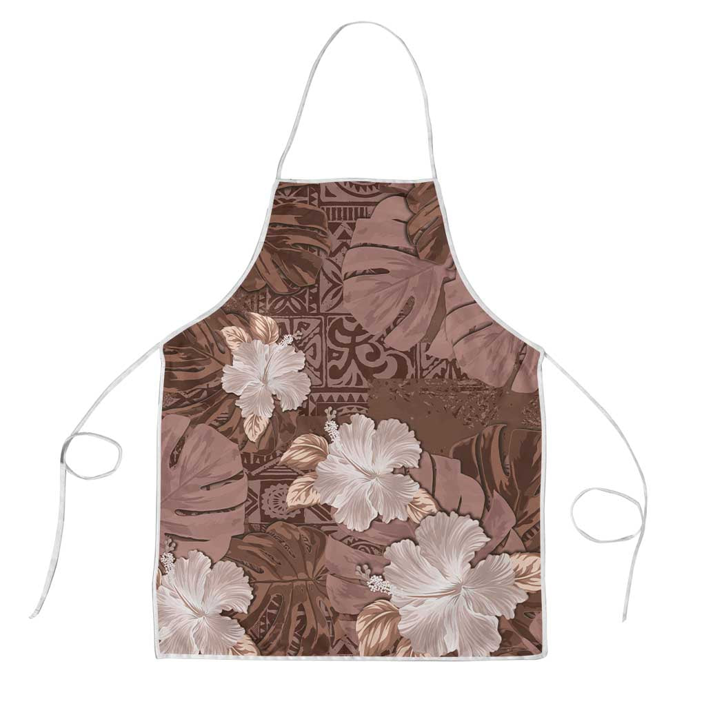 Hawaii Apron Brown Polynesian Monstera Patterns - Polynesian Pride