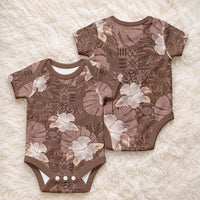 Hawaii Baby Onesie Brown Polynesian Monstera Patterns