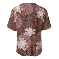 Hawaii Baseball Jersey Brown Polynesian Monstera Patterns - Polynesian Pride