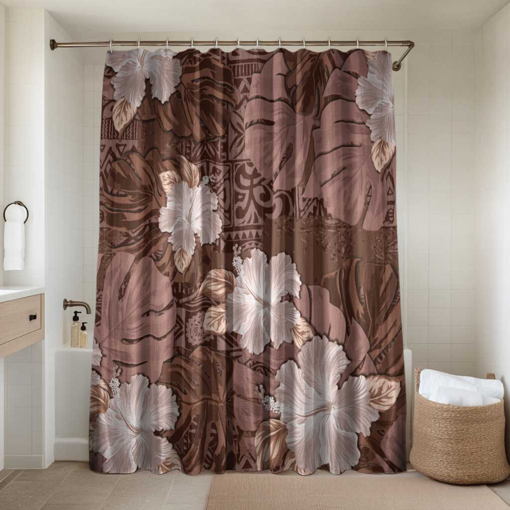 Hawaii Bathroom Set Brown Polynesian Monstera Patterns - Polynesian Pride