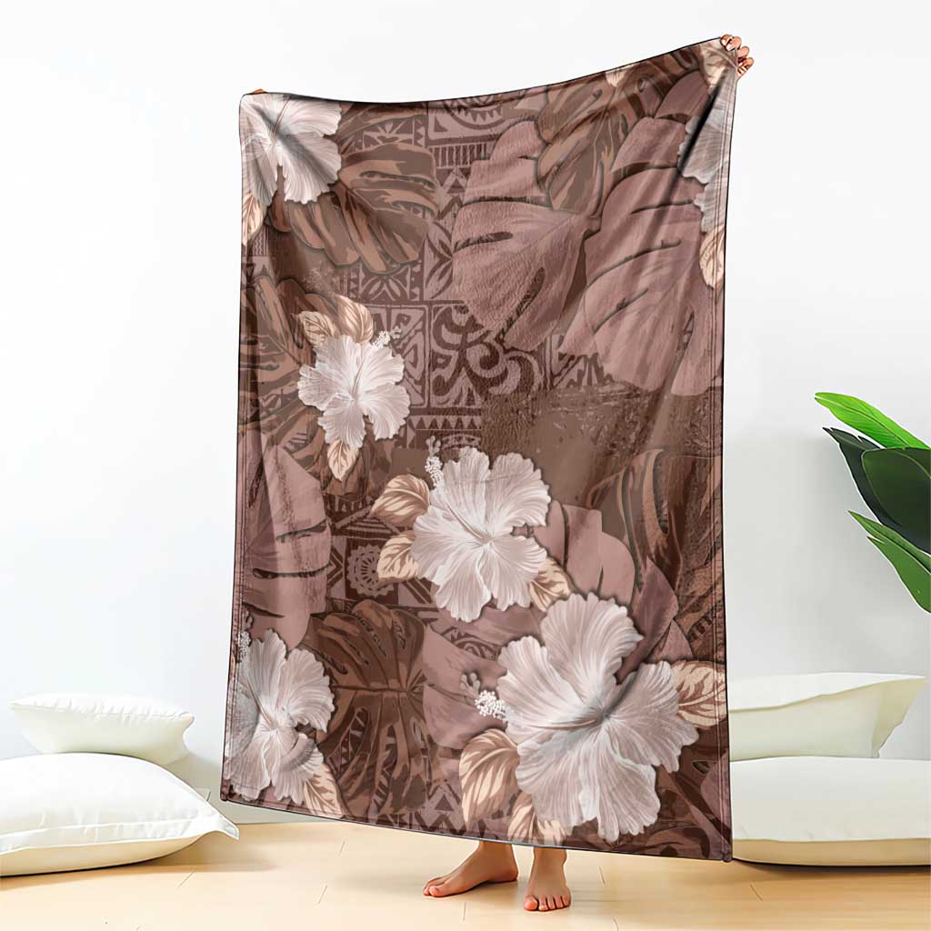 Hawaii Blanket Brown Polynesian Monstera Patterns - Polynesian Pride