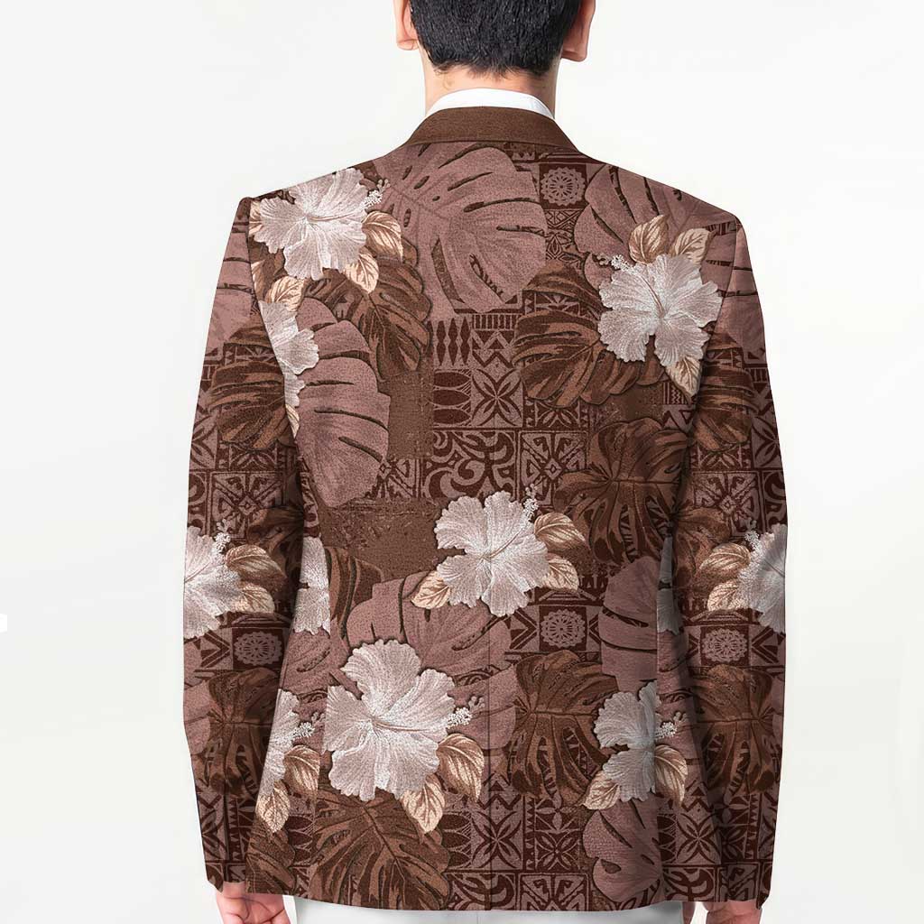 Hawaii Blazer Brown Polynesian Monstera Patterns DT05 - Polynesian Pride