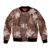 Hawaii Bomber Jacket Brown Polynesian Monstera Patterns DT05 Unisex Brown - Polynesian Pride