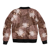 Hawaii Bomber Jacket Brown Polynesian Monstera Patterns DT05 - Polynesian Pride