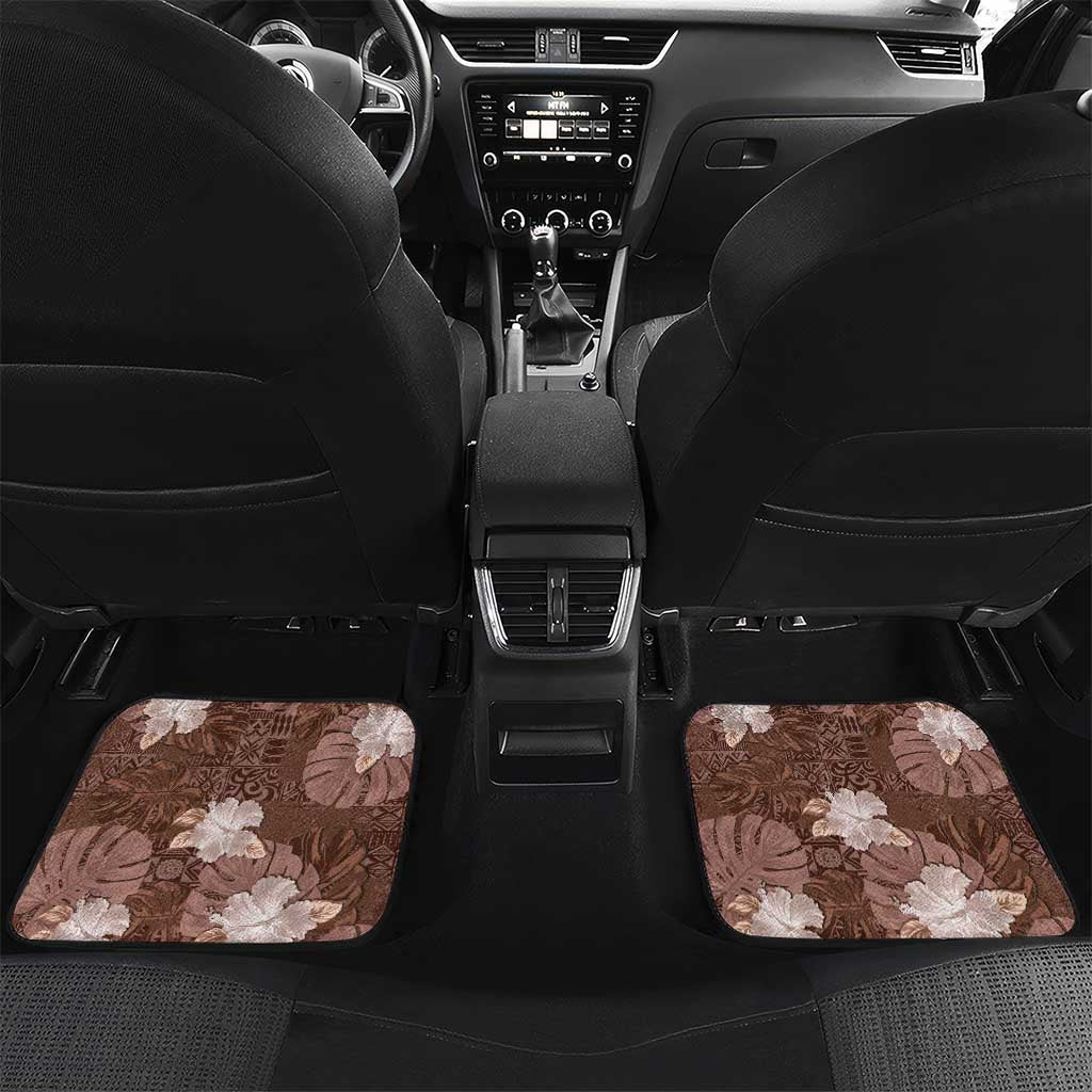 Hawaii Car Mats Brown Polynesian Monstera Patterns - Polynesian Pride