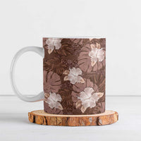 Hawaii Ceramic Mug Brown Polynesian Monstera Patterns - Polynesian Pride