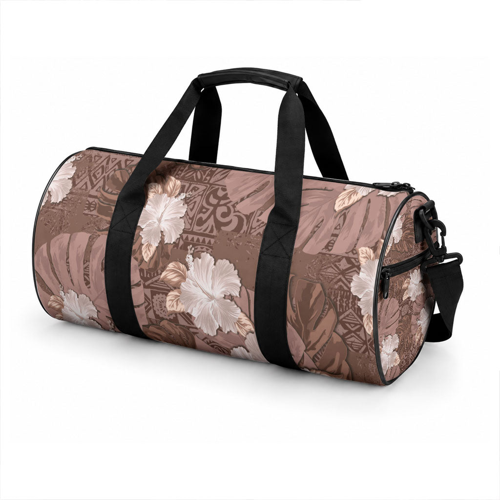 Hawaii Duffle Bag Brown Polynesian Monstera Patterns