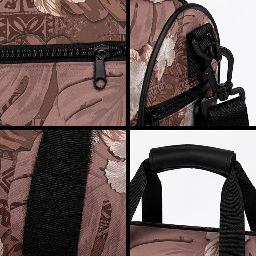 Hawaii Duffle Bag Brown Polynesian Monstera Patterns