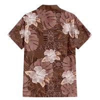 Hawaii Family Matching Mermaid Dress and Hawaiian Shirt Brown Polynesian Monstera Patterns - Polynesian Pride