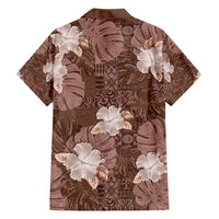 Hawaii Family Matching Off Shoulder Maxi Dress and Hawaiian Shirt Brown Polynesian Monstera Patterns - Polynesian Pride