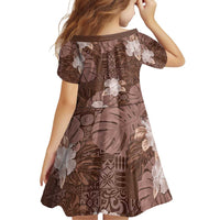 Hawaii Family Matching Puletasi and Hawaiian Shirt Brown Polynesian Monstera Patterns - Polynesian Pride