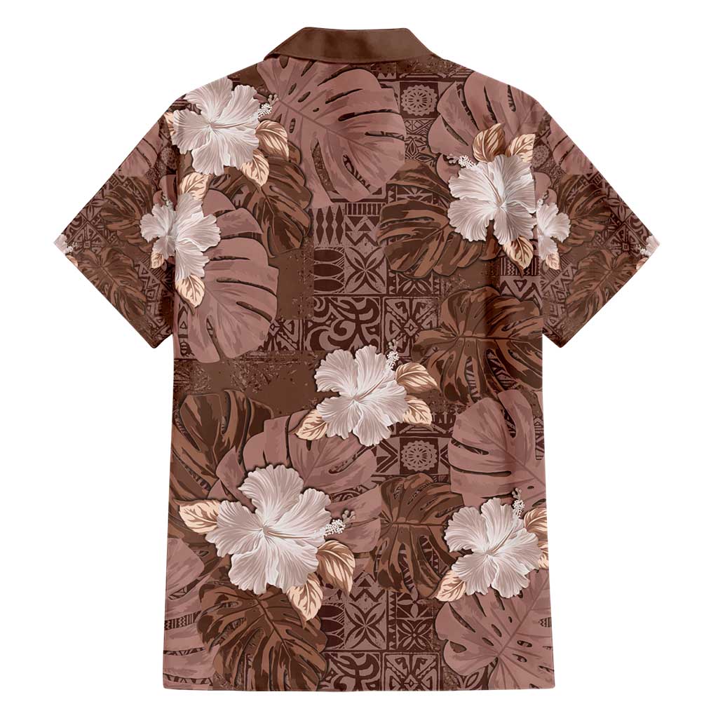 Hawaii Hawaiian Shirt Brown Polynesian Monstera Patterns - Polynesian Pride