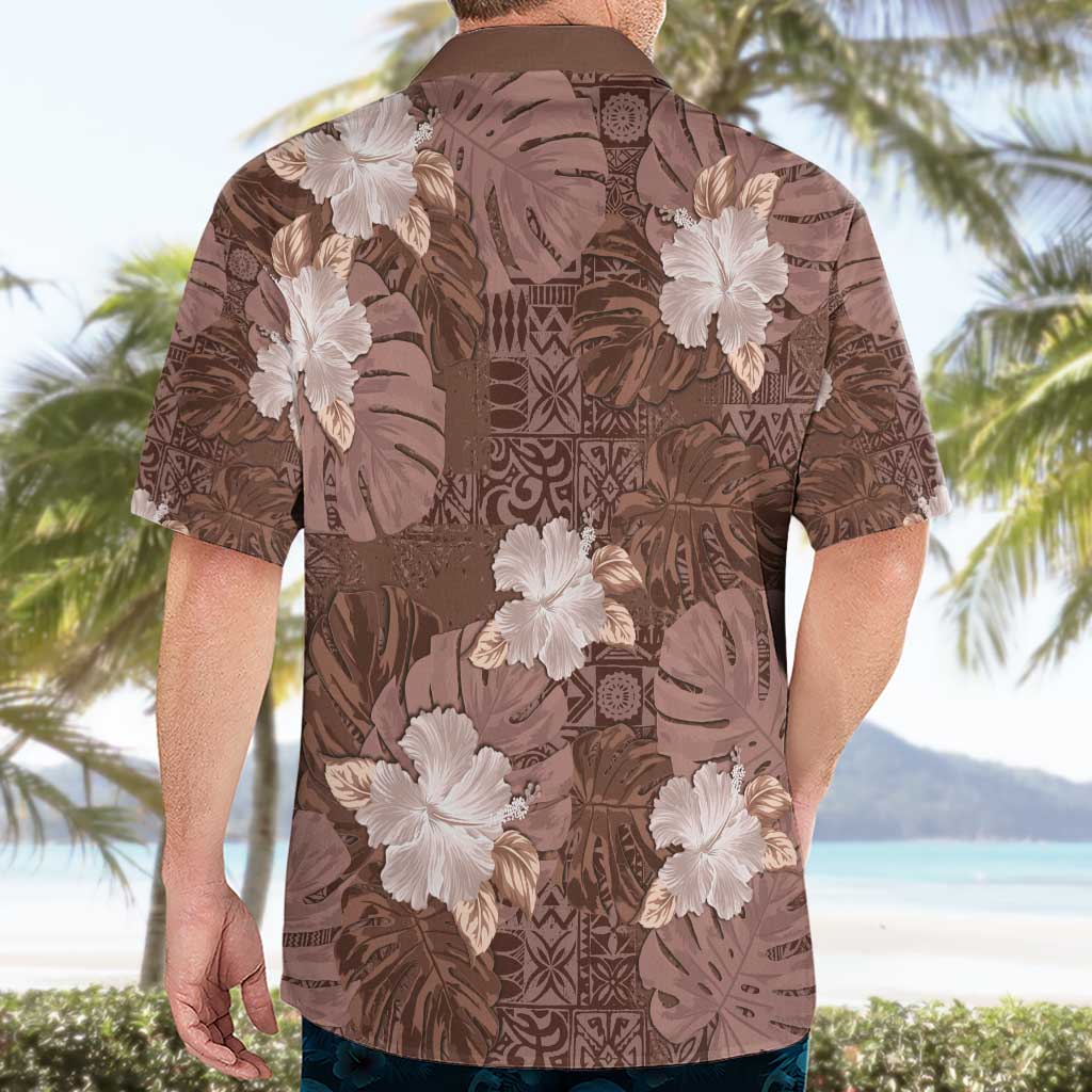 Hawaii Hawaiian Shirt Brown Polynesian Monstera Patterns - Polynesian Pride
