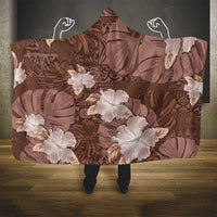 Hawaii Hooded Blanket Brown Polynesian Monstera Patterns - Polynesian Pride