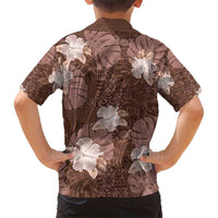 Hawaii Kid Hawaiian Shirt Brown Polynesian Monstera Patterns - Polynesian Pride
