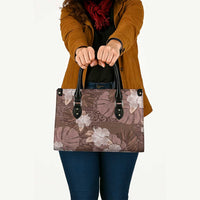 Hawaii Leather Bag Brown Polynesian Monstera Patterns - Polynesian Pride