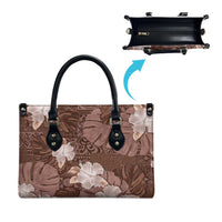 Hawaii Leather Bag Brown Polynesian Monstera Patterns - Polynesian Pride