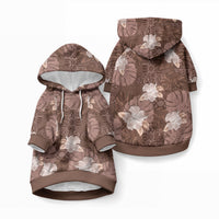 Hawaii Pet Hoodie Brown Polynesian Monstera Patterns