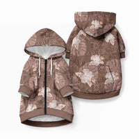 Hawaii Pet Hoodie Brown Polynesian Monstera Patterns