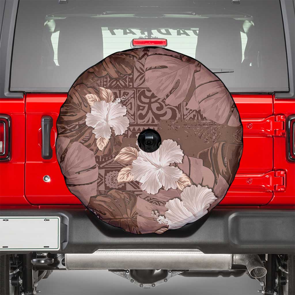 Hawaii Spare Tire Cover Brown Polynesian Monstera Patterns - Polynesian Pride