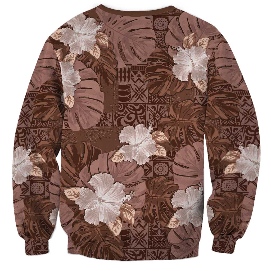 Hawaii Sweatshirt Brown Polynesian Monstera Patterns DT05 - Polynesian Pride