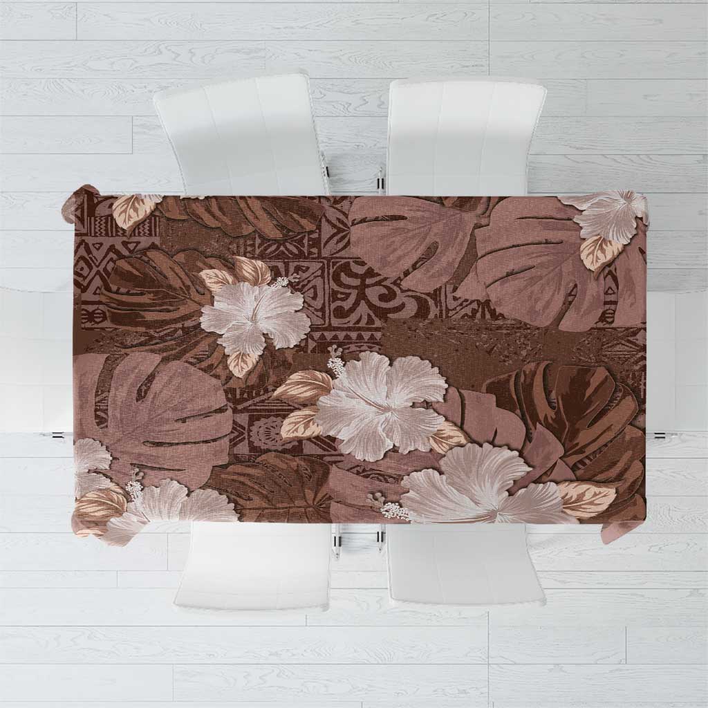 Hawaii Tablecloth Brown Polynesian Monstera Patterns - Polynesian Pride