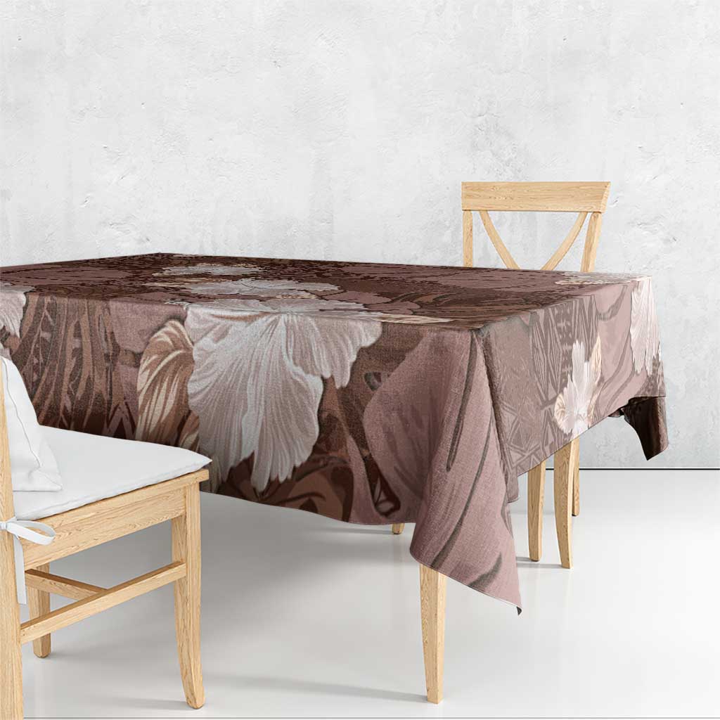 Hawaii Tablecloth Brown Polynesian Monstera Patterns - Polynesian Pride