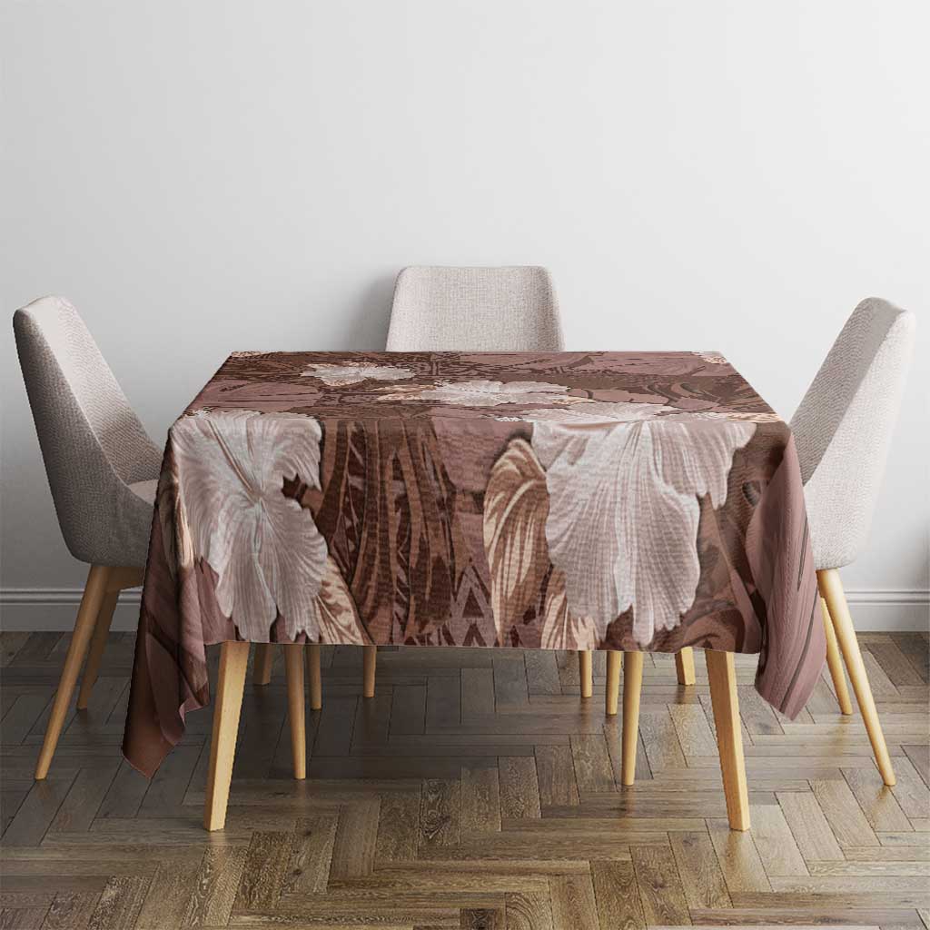 Hawaii Tablecloth Brown Polynesian Monstera Patterns - Polynesian Pride