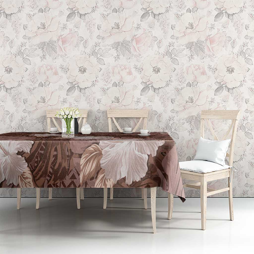 Hawaii Tablecloth Brown Polynesian Monstera Patterns - Polynesian Pride