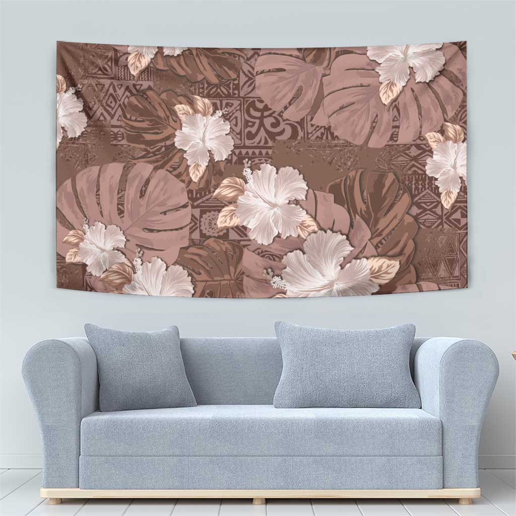 Hawaii Tapestry Brown Polynesian Monstera Patterns DT05 - Polynesian Pride