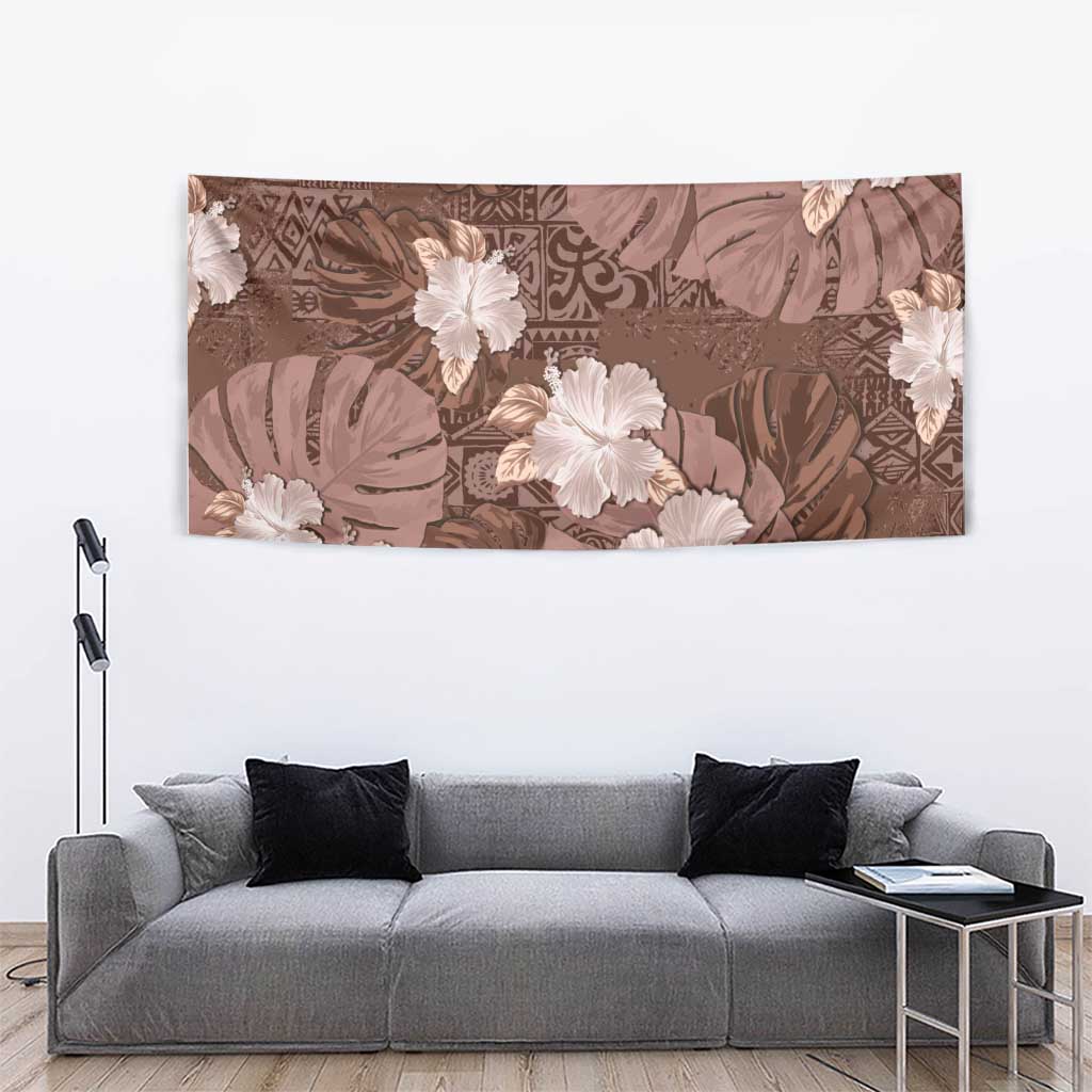 Hawaii Tapestry Brown Polynesian Monstera Patterns DT05 - Polynesian Pride