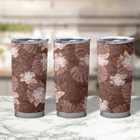 Hawaii Tumbler Cup Brown Polynesian Monstera Patterns - Polynesian Pride