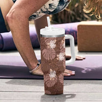 Hawaii Tumbler With Handle Brown Polynesian Monstera Patterns - Polynesian Pride