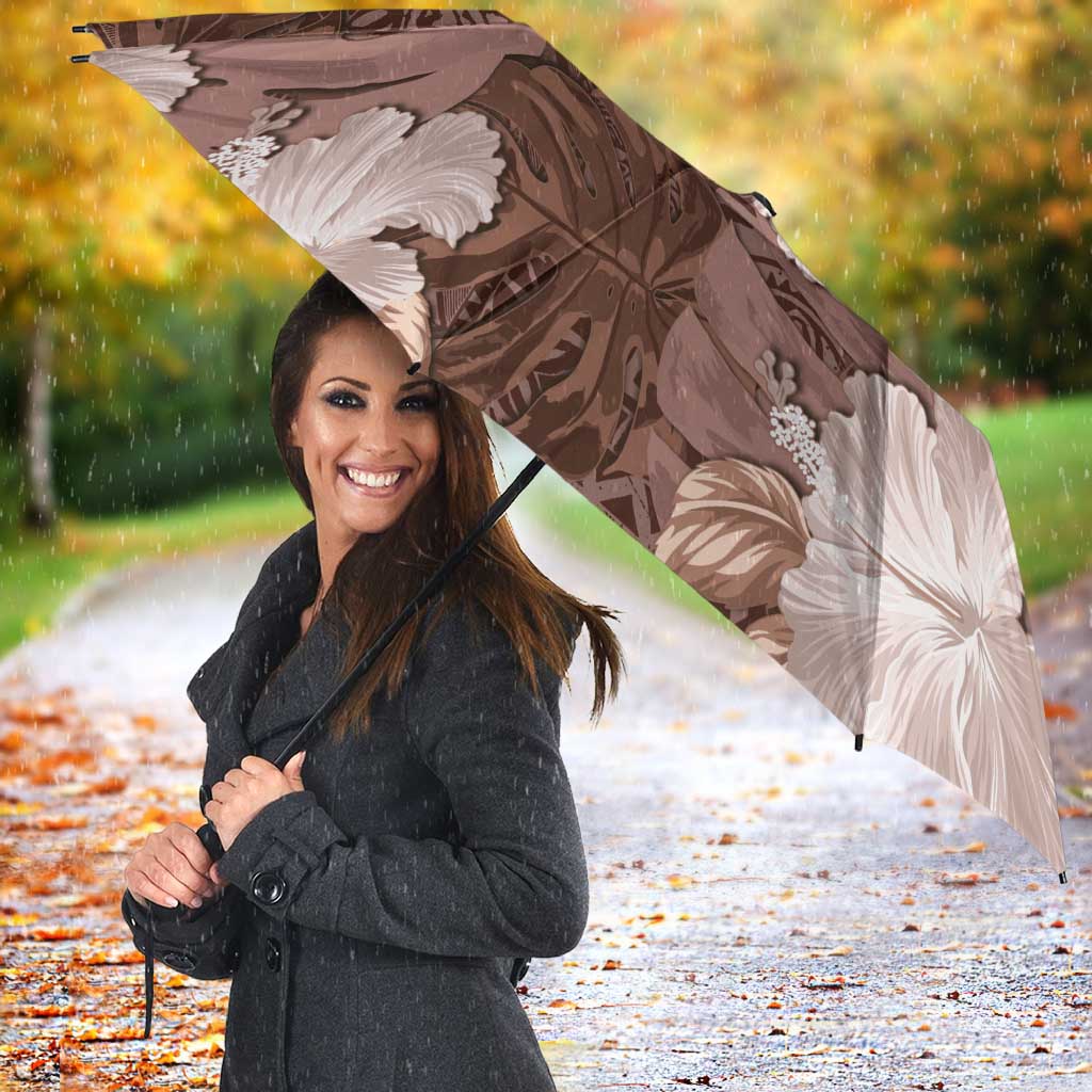 Hawaii Umbrella Brown Polynesian Monstera Patterns - Polynesian Pride