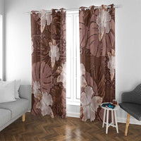 Hawaii Window Curtain Brown Polynesian Monstera Patterns DT05 With Grommets Brown - Polynesian Pride
