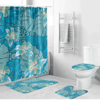 Hawaii Bathroom Set Teal Polynesian Monstera Patterns - Polynesian Pride