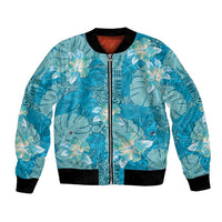 Hawaii Bomber Jacket Teal Polynesian Monstera Patterns DT05 Unisex Teal - Polynesian Pride