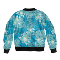 Hawaii Bomber Jacket Teal Polynesian Monstera Patterns DT05 - Polynesian Pride