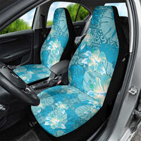 Hawaii Car Seat Cover Teal Polynesian Monstera Patterns - Polynesian Pride