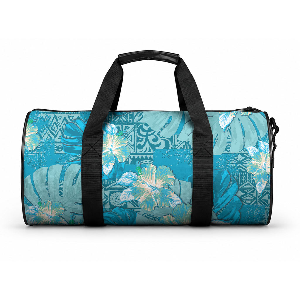 Hawaii Duffle Bag Teal Polynesian Monstera Patterns