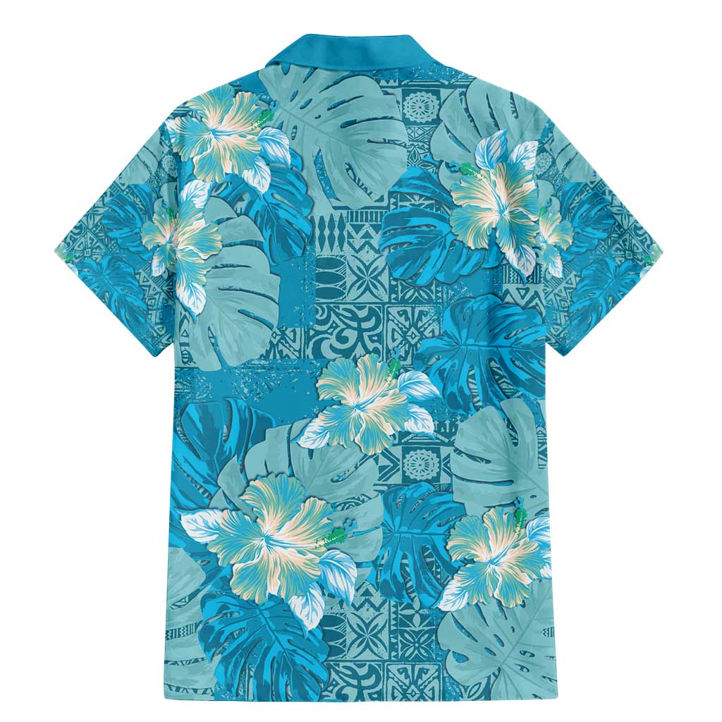 Hawaii Family Matching Mermaid Dress and Hawaiian Shirt Teal Polynesian Monstera Patterns - Polynesian Pride