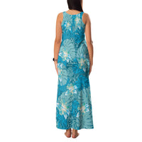 Hawaii Family Matching Tank Maxi Dress and Hawaiian Shirt Teal Polynesian Monstera Patterns - Polynesian Pride